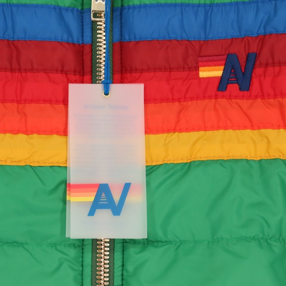 Aviator Nation Women's 5 Stripe Puffer Vest Size S Green Rainbow Non Glossy NWT - Picture 5 of 10